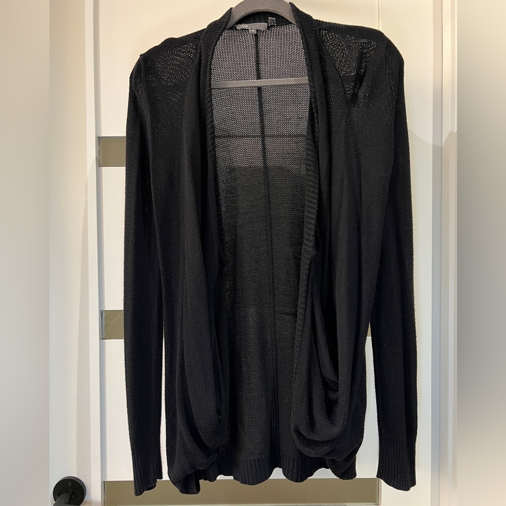 Vince Loose Knit Rayon Cardigan Black Ladies Medium Flaw Mended